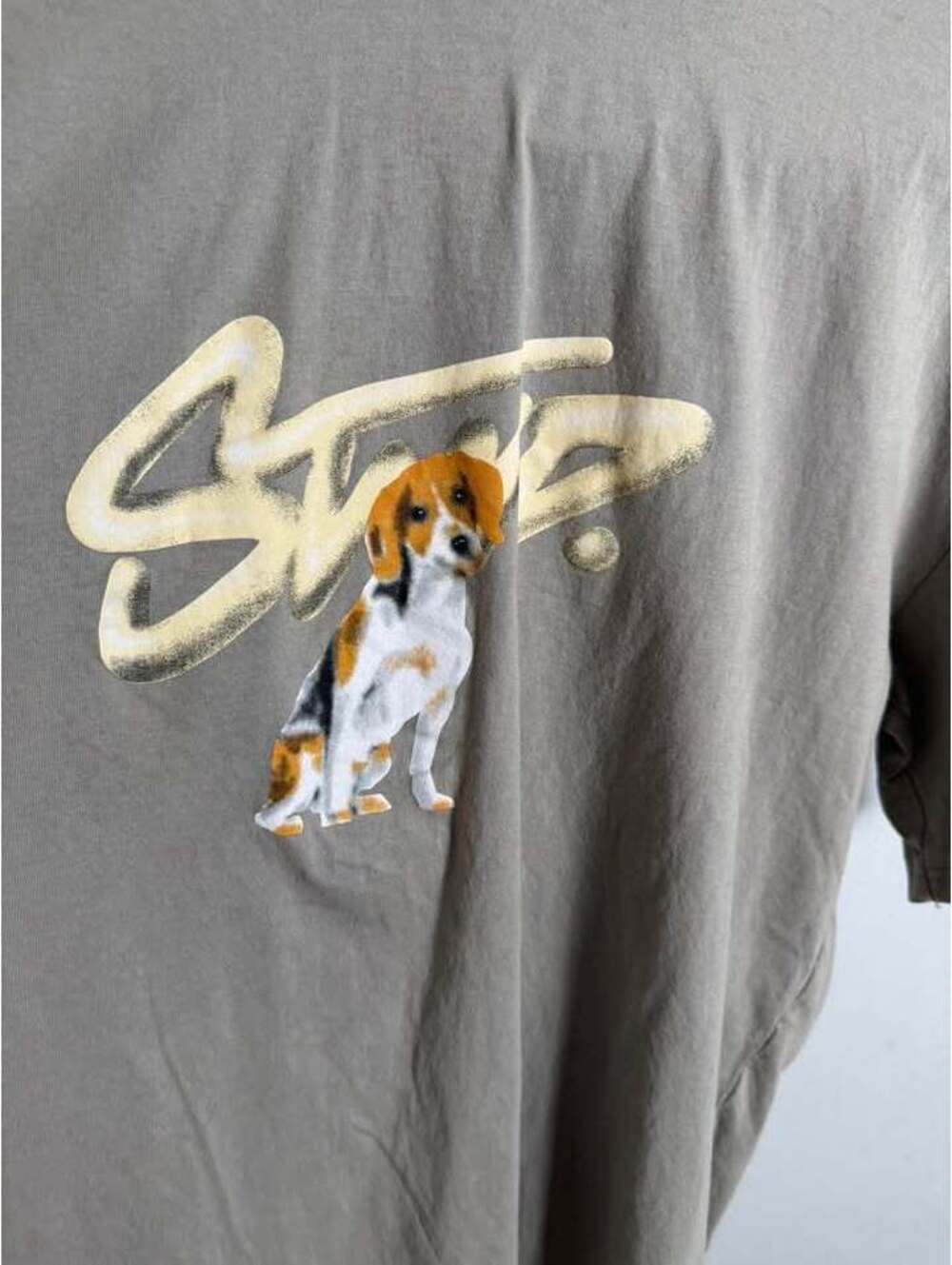 STUD Grey Beagle Dog Graphic T-Shirt mens Size S